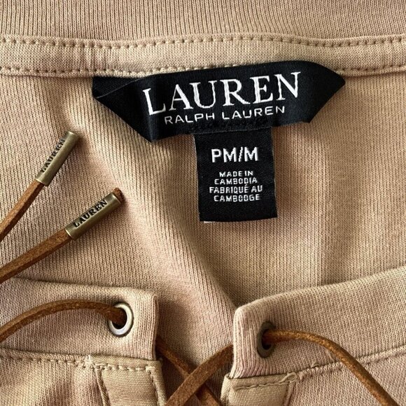 Lauren Ralph Lauren Black Label Womens Cotton Lace Up Shirt PM/M Classic Western - Picture 4 of 12